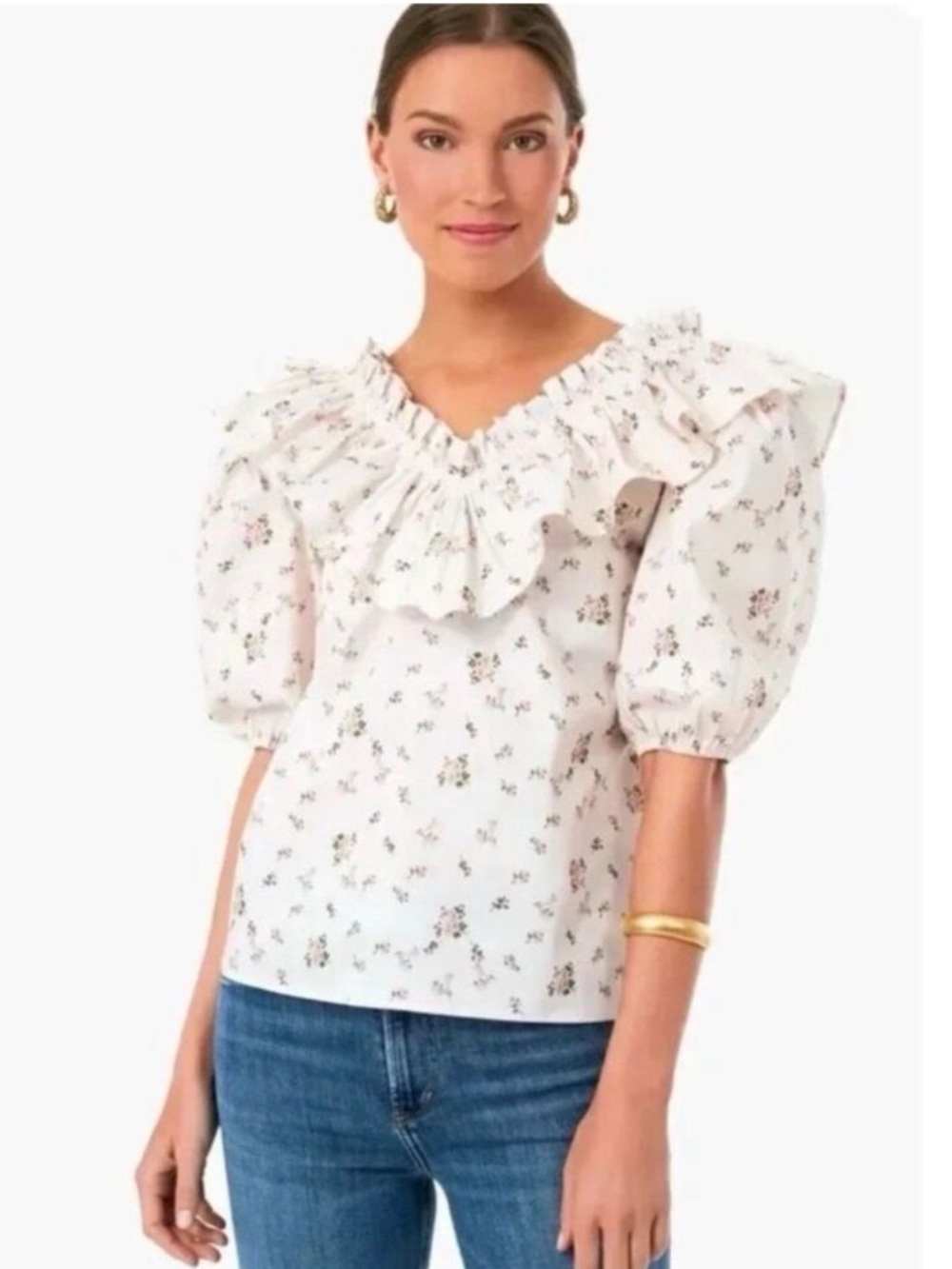 Tuckernuck Hyacinth House Charlotte Ruffle Neck Blouse Size Small